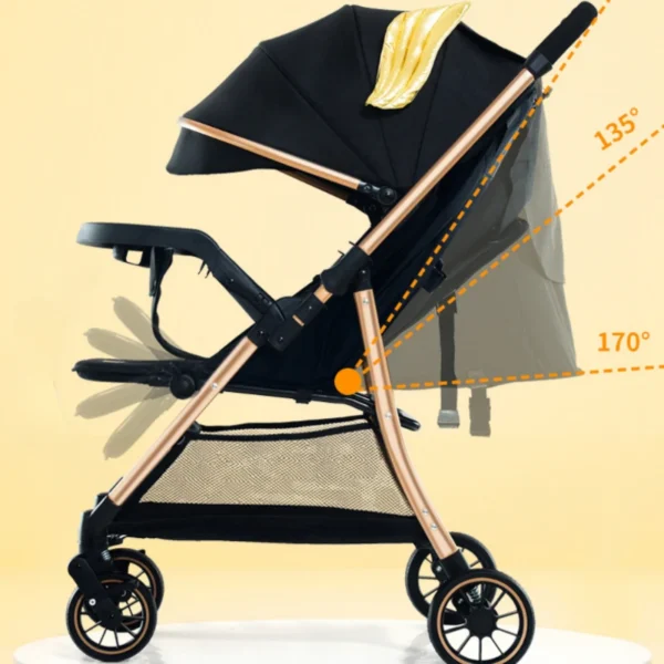 Baby Stroller Two-way light Stroller One-button Travel Portable Pram Infant Trolley Folding High-view Stroller baby carriage - Image 2