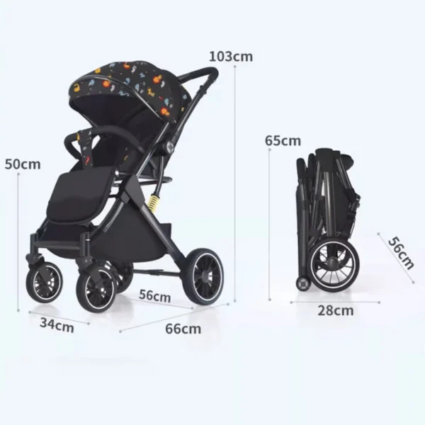 Two-way Lightweight baby stroller can sit or lie down Baby Travel walking Car Folding 0-4 Years Old Newborn Child Stroller - Image 5