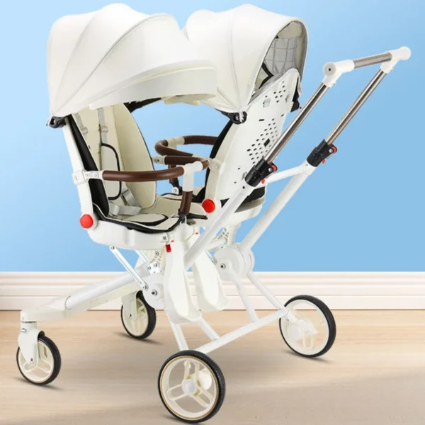 Double Portable Baby Carriage Twins Stroller Infant Stroller Foldable Second-child Baby Stroller Four-wheeled Twin Stroller - Image 2