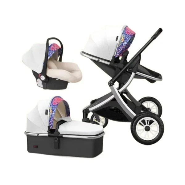 3 in 1 Lightweight Stroller with Car Seat Two-way Foldable Children's Stroller High View Four Wheel Baby Stroller Baby Carriage