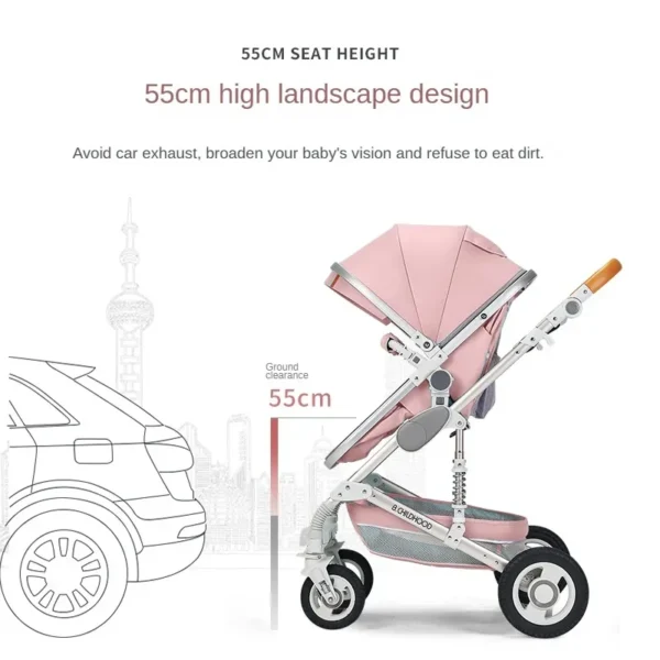 Baby stroller 3 in 1 stroller folding two-sided child four seasons kinderwagen baby carriage high landscape Newborn Travelling - Image 5