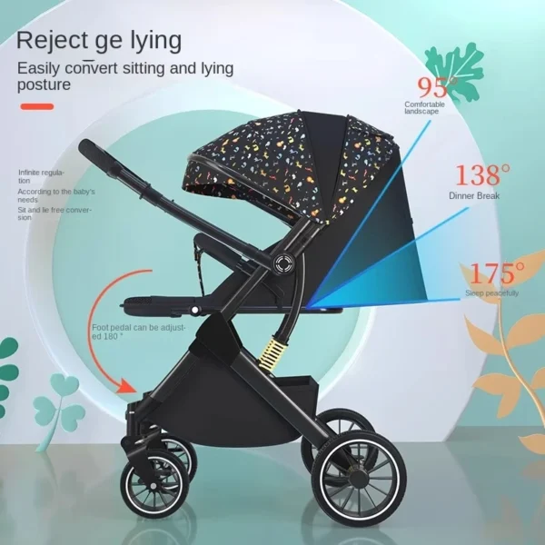 Two-way Lightweight baby stroller can sit or lie down Baby Travel walking Car Folding 0-4 Years Old Newborn Child Stroller - Image 3