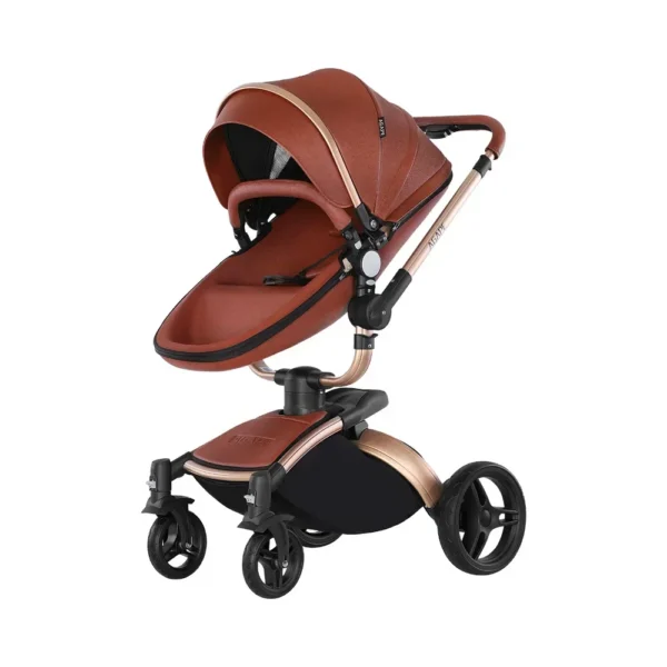 Landscape baby carriage PU leathe Baby stroller 3in1 Two-way High r Foldable shock-absorbing eggshell stroller 2in1 - Image 6