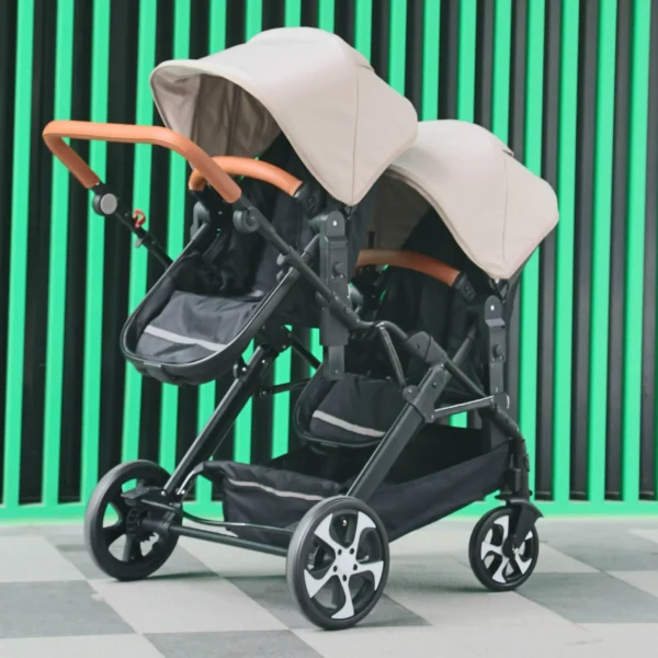 2025 NEW Twin stroller New 2 in 1 baby trolley baby carriage with car seat Baby stroller for two children Foldable Lightweight - Image 5