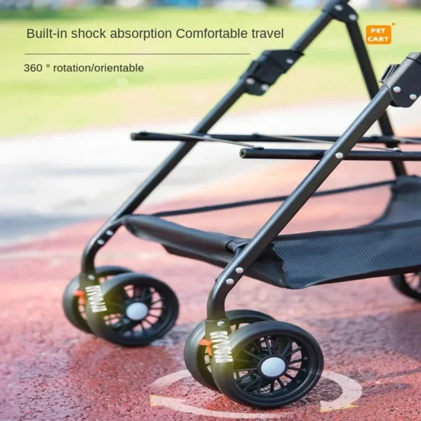 Pet Stroller for Dogs and Cats Lightweight and Foldable Teddy Baby Stroller Small Outdoor Pet Cart for Travel Easy - Image 4