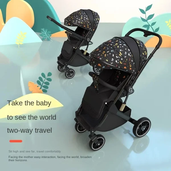 Two-way Lightweight baby stroller can sit or lie down Baby Travel walking Car Folding 0-4 Years Old Newborn Child Stroller - Image 2