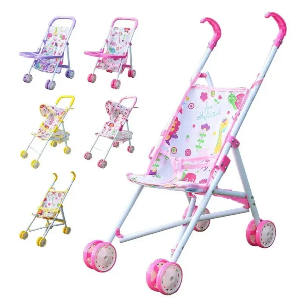 Lightweight Baby Doll Stroller Steel Pole Foldable Baby Stroller Pretend Play Toy Simulation Baby Doll Hand Trolley Toy Gifts - Image 6