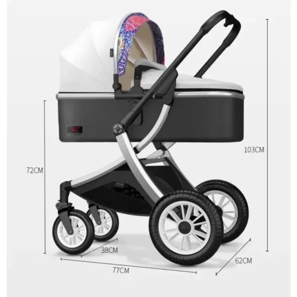 3 in 1 Lightweight Stroller with Car Seat Two-way Foldable Children's Stroller High View Four Wheel Baby Stroller Baby Carriage - Image 5