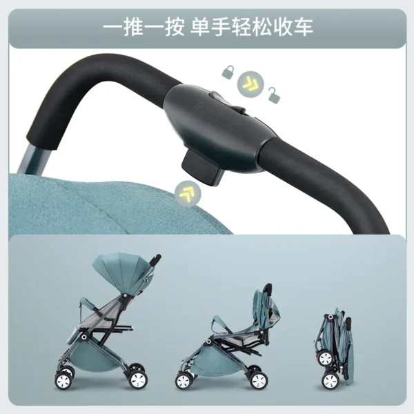 New Baby Stroller Can Sit and Lie Light Baby Stroller Walking Baby Stroller Folding High Landscape Umbrella Car Outdoor Travel - Image 3