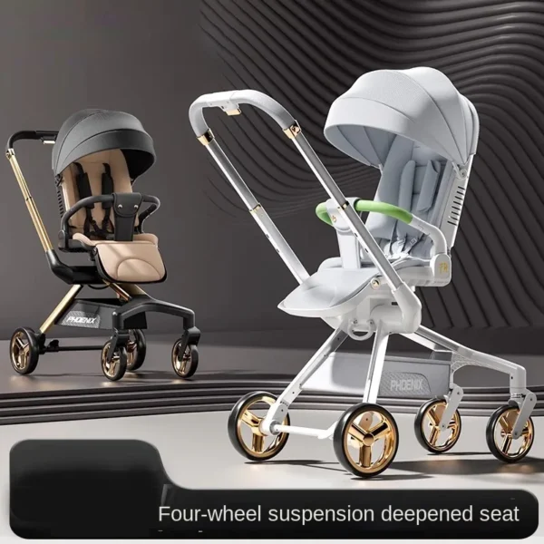 Baby buggy Lightweight Foldable Four-wheel Stroller 0-3 years old Children out can sit and lie down Travel Stroller - Image 2