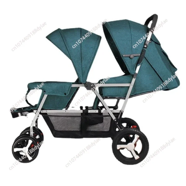 Twin baby stroller Lightweight folding can sit and lie down Double baby stroller Front and rear seats Second baby stroller - Image 2