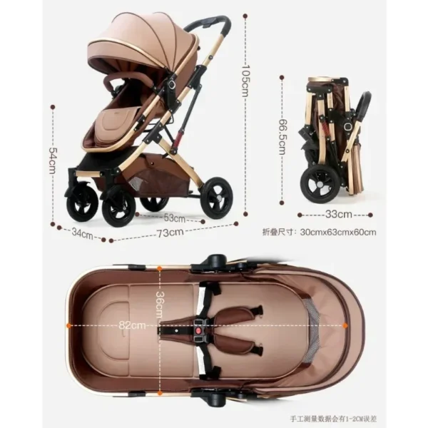 3-in-1 Twin Baby Stroller with Car Seat,portable Foldable Baby Stroller High View Newborn Baby Stroller Can Sit and Lie - Image 5